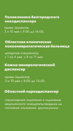 Как будут работать белгородские медучреждения на майские праздники - Изображение 4